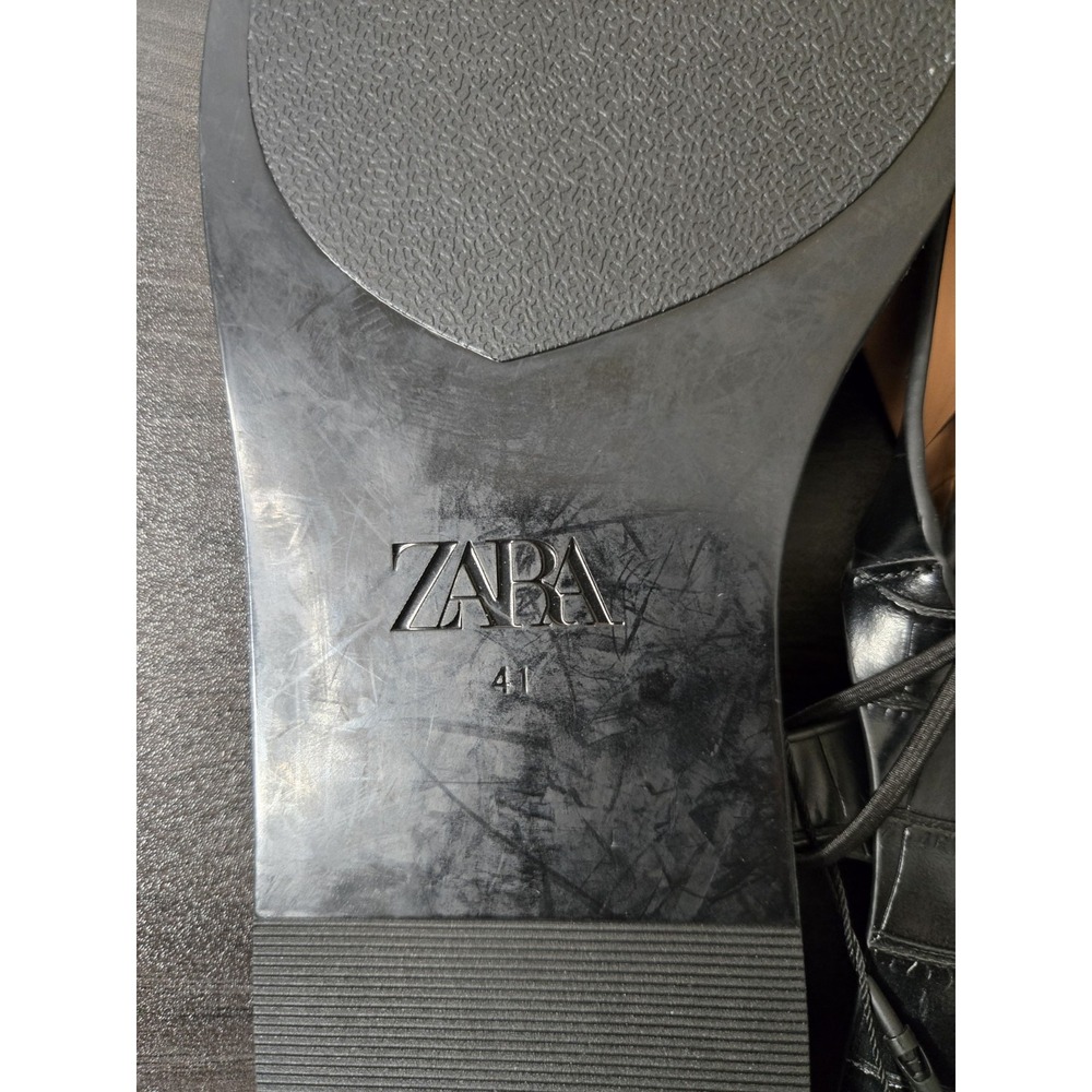 Zara Women's Croc Embossed Thong Sandal Black Size EU 41/US 10 NWT $49 - Picture 5 of 6